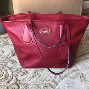 Brick Red Leather Coach Tote